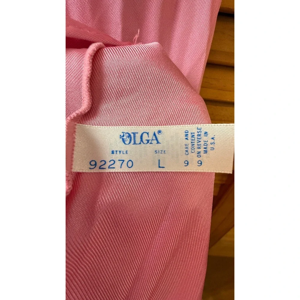 Olga 1970's Vintage Pink Nightgown Robe Lace Peignoir Set 92270 94270 Womens